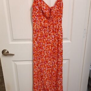 H&M Orange Maxi Sundress Sleeveless V-Neck